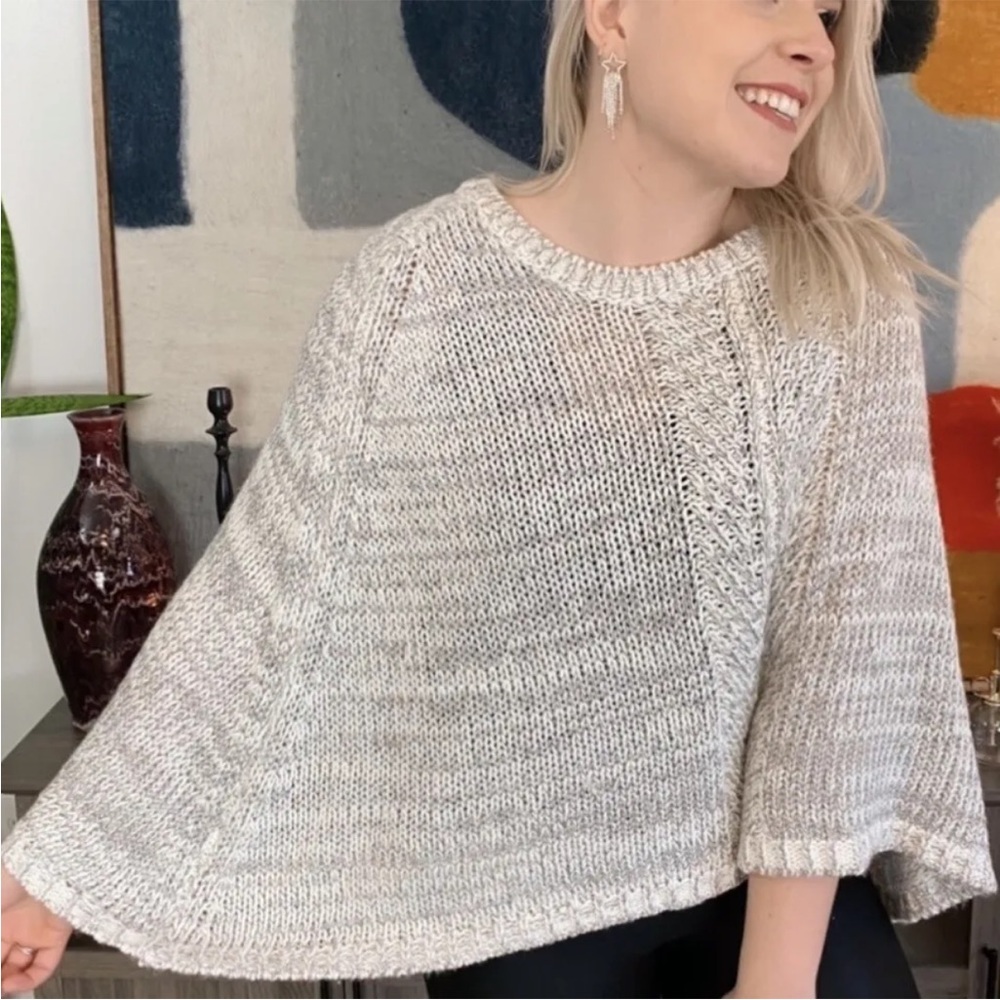 White House Black Market‎ Poncho Sweater Gray Metallic Size Medium